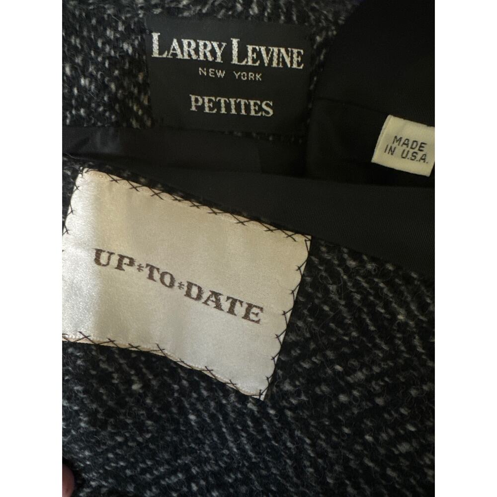 Larry Levine 90s Herringbone Wool Coat Petite Black Cream USA Made Small petite - Picture 12 of 13